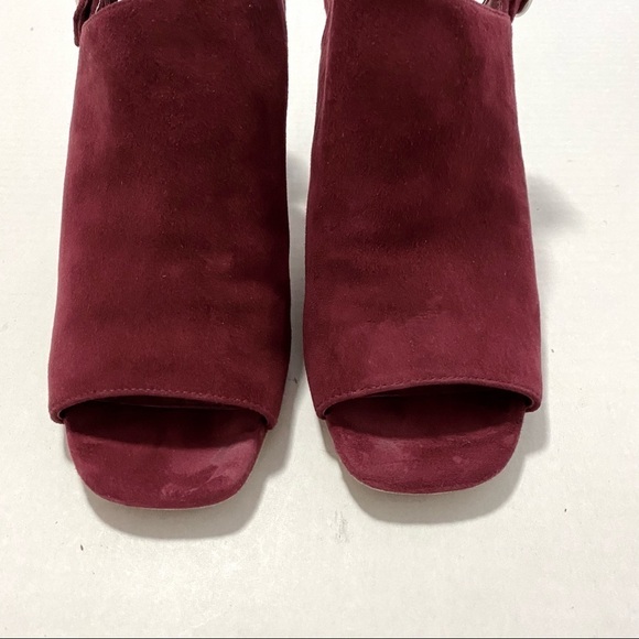 VIA SPIGA Burgundy Suede Slingback Sandals 6.5M Block Chunky Heels Leather - Picture 8 of 14
